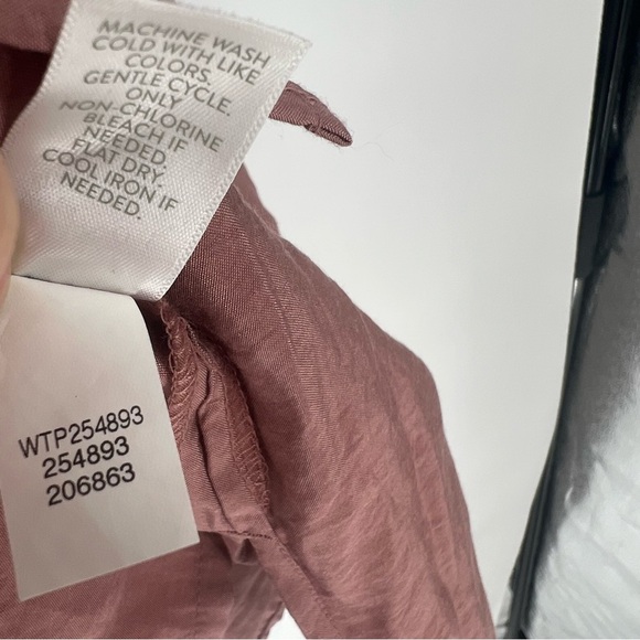 J. Jill Women's Pink Modal Blend Button-Up Puckered Long Sleeve Blouse Top - Picture 6 of 12